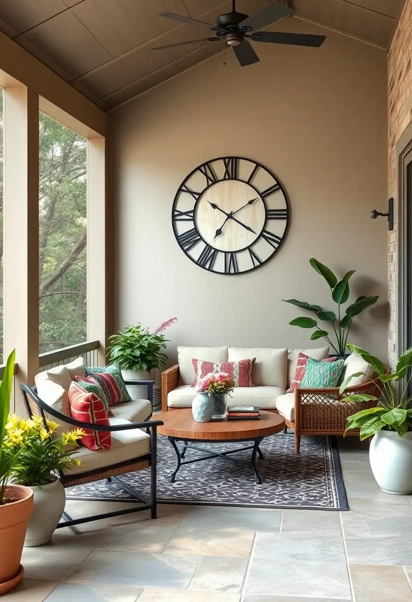 An oversized vintage clock mounted on a main‍ wall as a statement ‍piece