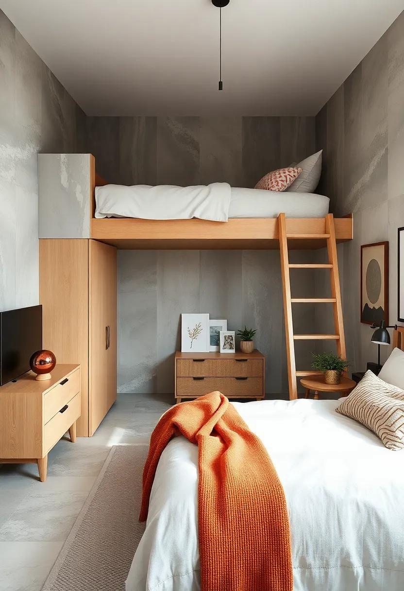Combine a lofted bed with a small dresser or drawer unit for quick-access clothing⁣ storage