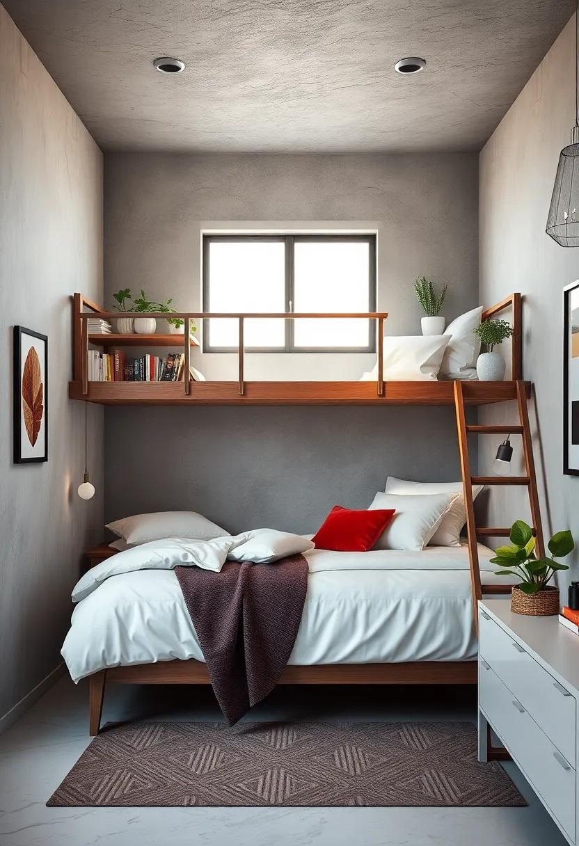 Use ladder shelves alongside a lofted bed⁣ to display books,⁤ plants, and personal decor