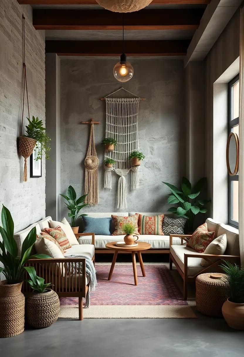 Hang macramé wall art or plant holders to add texture and a handcrafted touch