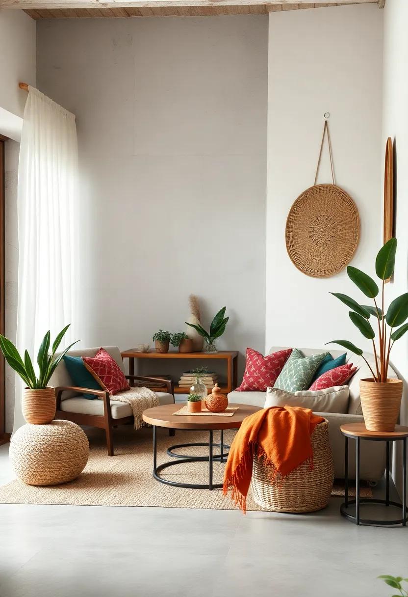 Introduce decorative baskets for storage that complements your boho aesthetic