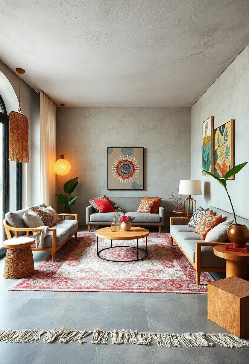 Layer rugs in different patterns and textures to define zones within small spaces