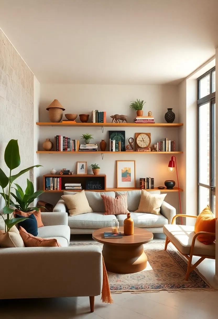 Use open shelving to showcase your favorite books, souvenirs, and quirky decor items