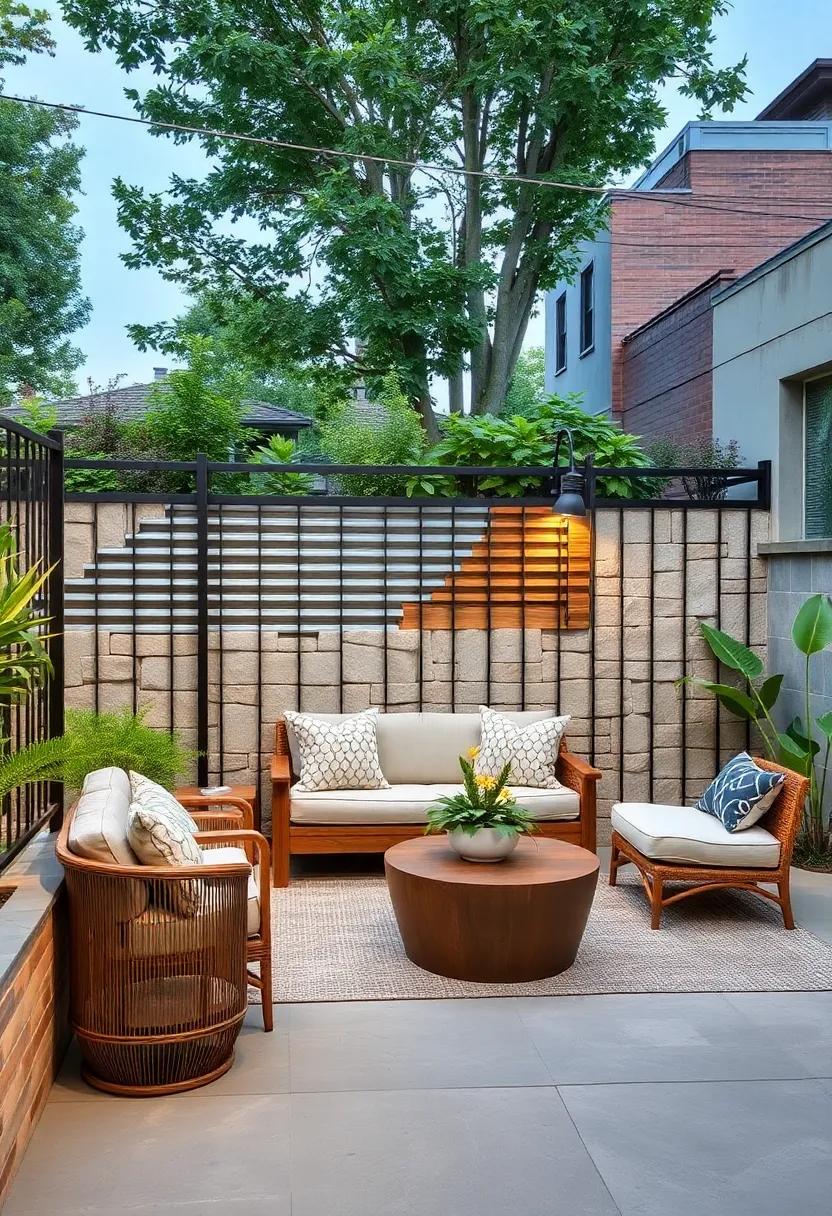 Urban Garden Chic:⁢ Corrugated iron panels ​mixed with rough-cut ​concrete ⁤stone blocks for ‌a‍ textured, edgy look