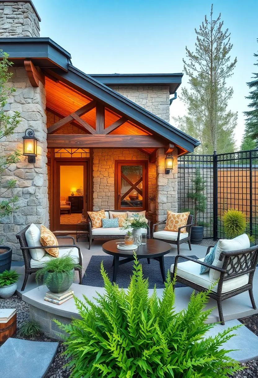 Mountain Lodge Accent: Boulder stone foundations‌ supporting⁣ heavy wrought ⁢iron fencing ‌that recalls alpine strength