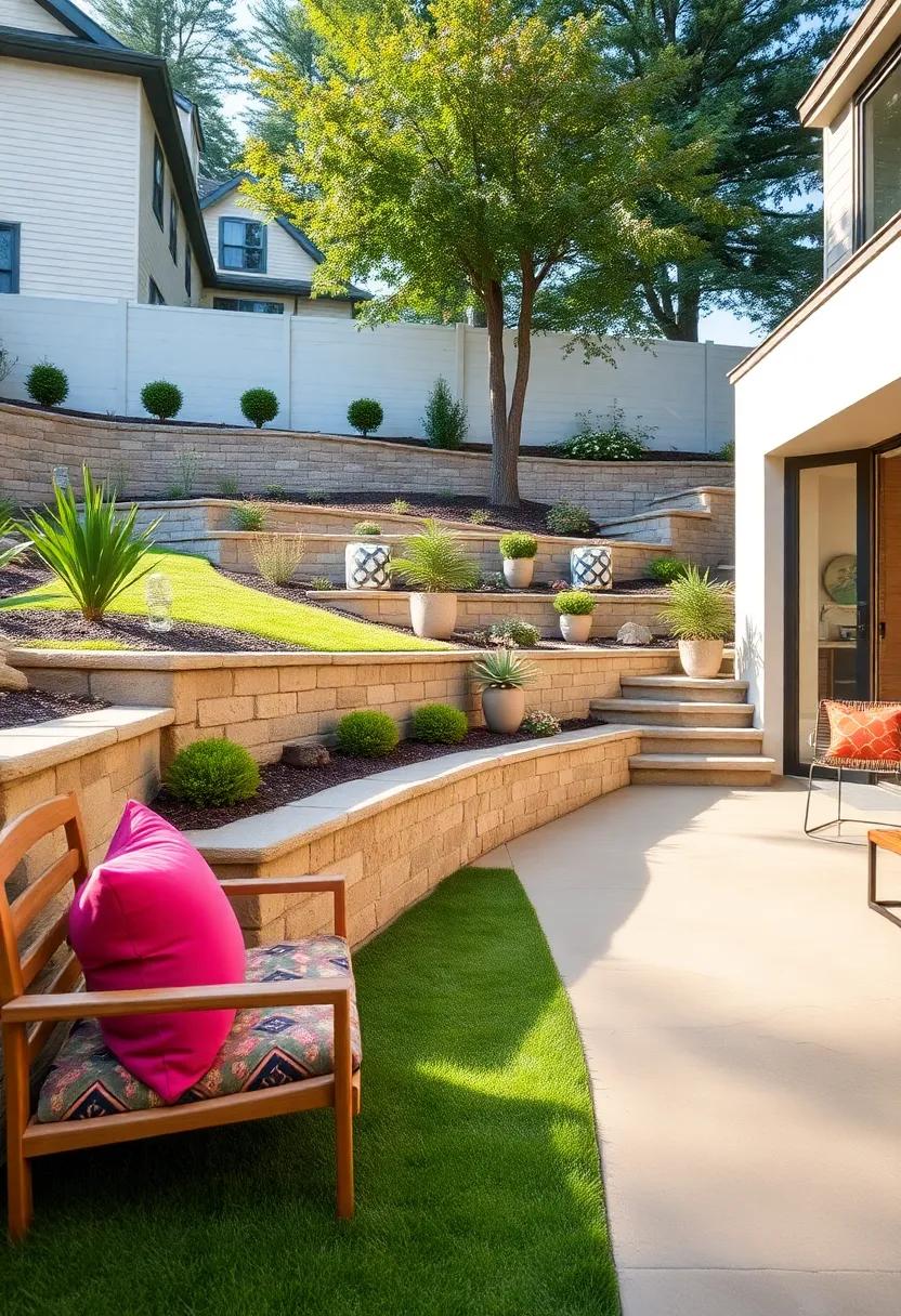 Incorporate stair-stepped tiered walls, improving access and adding ⁣a dramatic effect to⁣ steeply sloped front yards