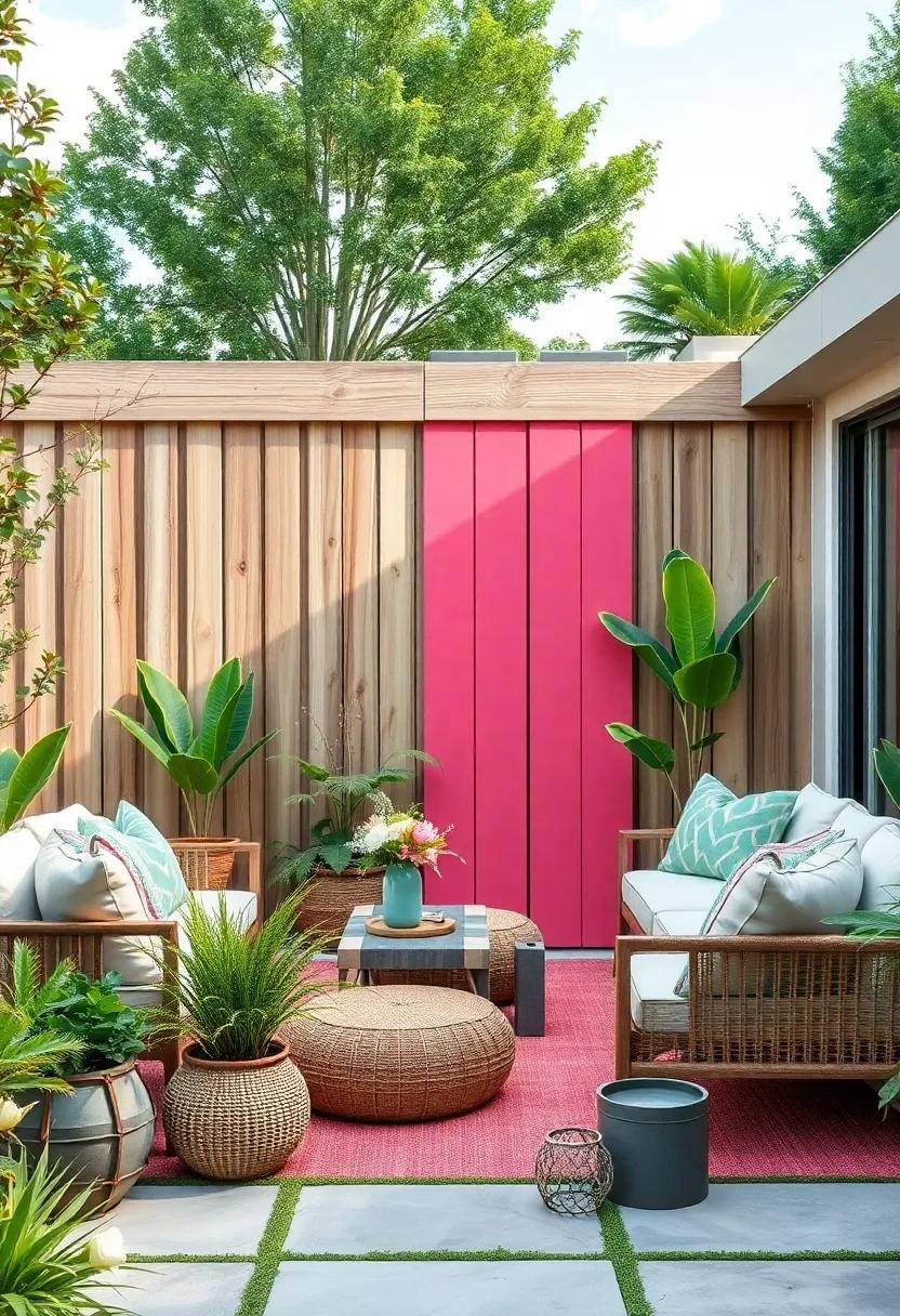 Coral Pink and Driftwood: unexpected and ⁣playful,⁣ adding a dash of‌ vibrancy to your⁣ outdoor space