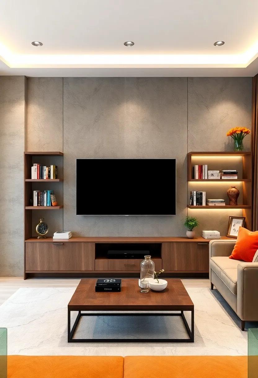 Built-in ‍Wall TV Unit with Integrated Bookshelves