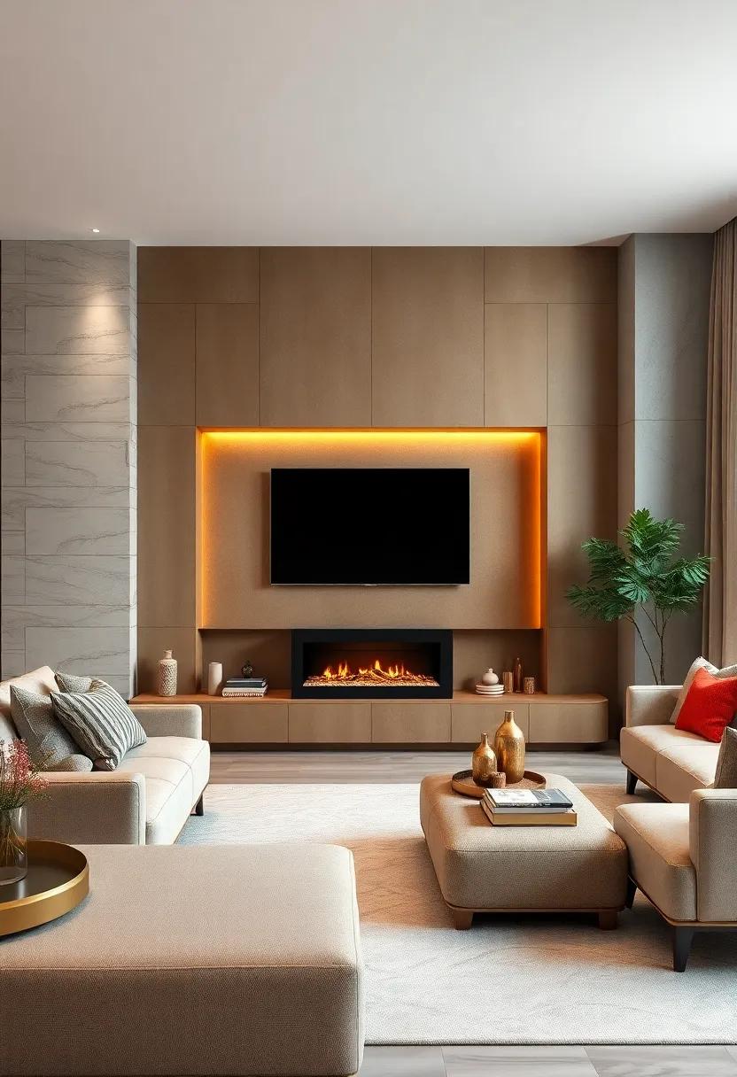 TV⁢ Cabinet with Built-In Fireplace for Cozy Ambiance