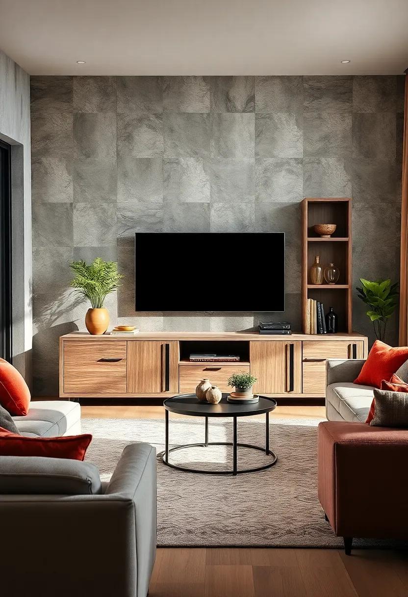 TV Console with Sliding doors and Ample Hidden Storage