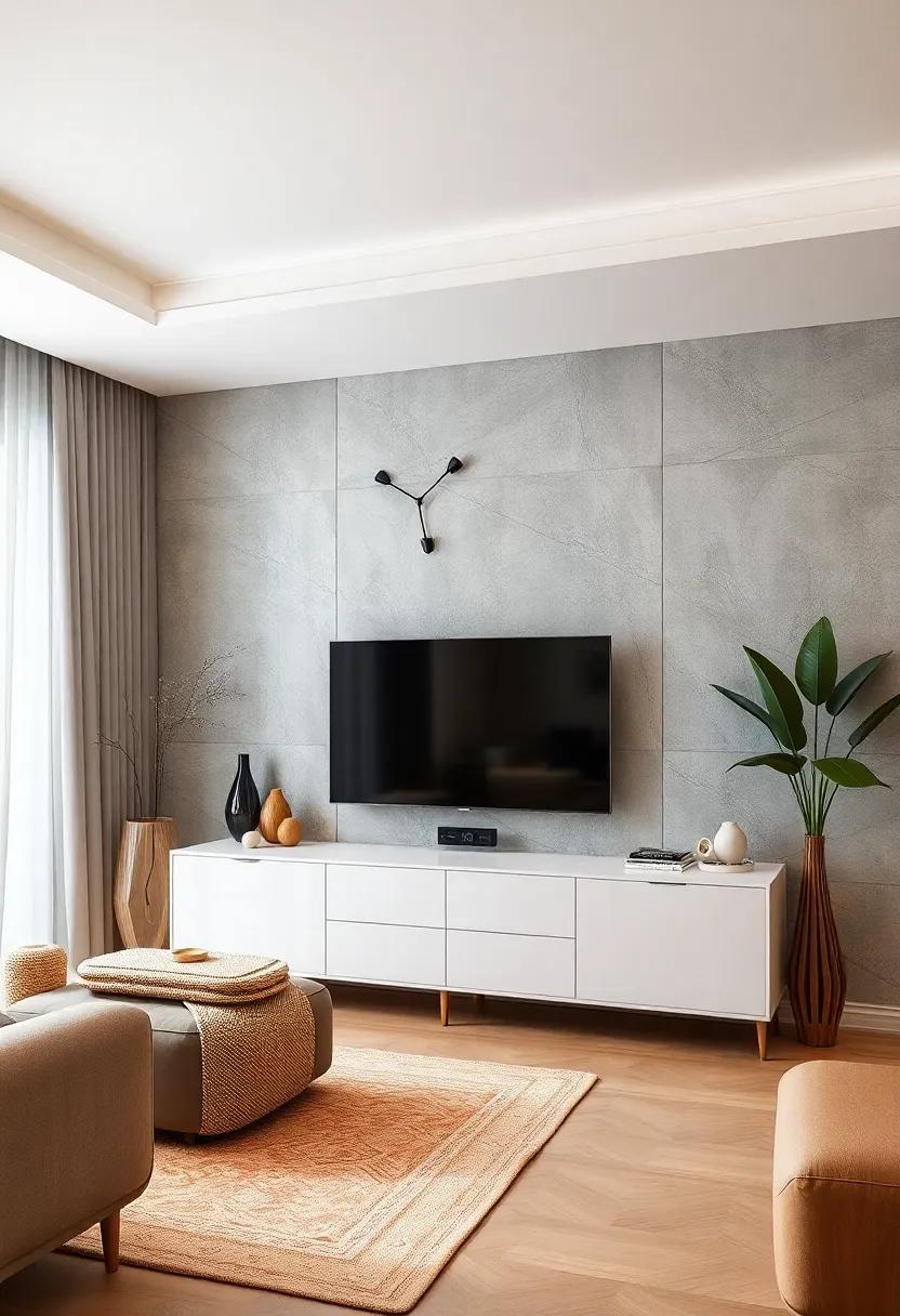 Modern Glossy White⁤ TV Unit with Cable Management