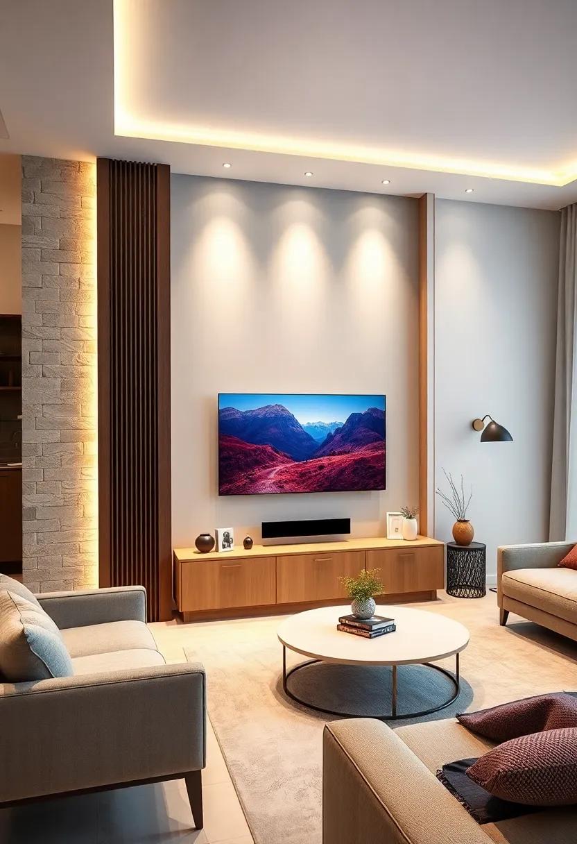 Wall Niche TV Unit with Soft Ambient Lighting