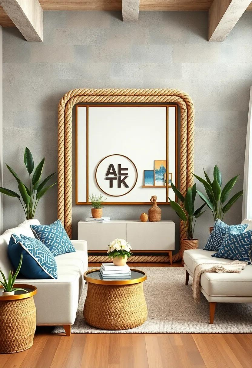 Craft a nautical rope ⁤mirror frame to add a‍ coastal vibe to any room