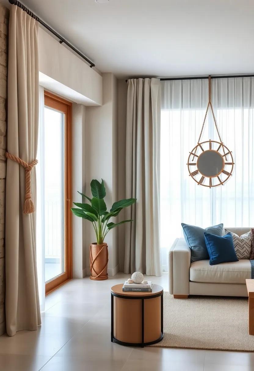 Make a rope curtain ‍tieback to effortlessly blend function with nautical style