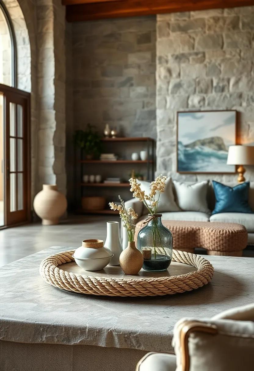 Concoct ​a rope-wrapped tray for serving with‌ a coastal, handcrafted touch