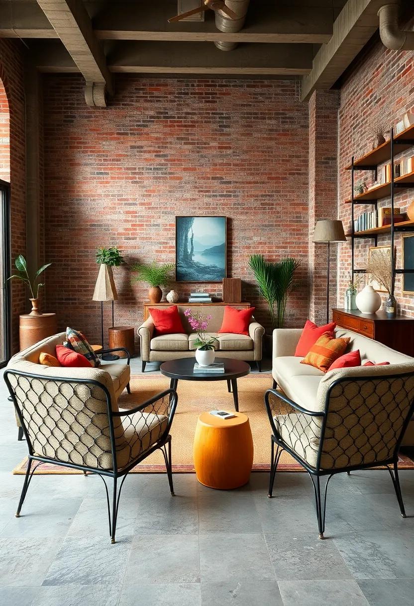 Capture industrial vintage‌ flair with metal-framed chairs, exposed brick walls, and reclaimed wood shelving ⁢units