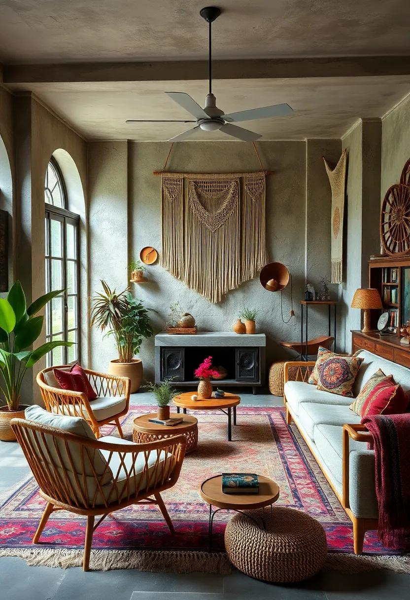 Celebrate bohemian ⁣vintage⁤ vibes by mixing rattan armchairs,macramé wall ‍hangings,and colorful kilim cushions
