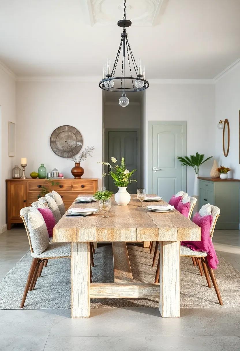 Distressed Whitewashed Wooden Table for a Cozy Cottage ‍Feel