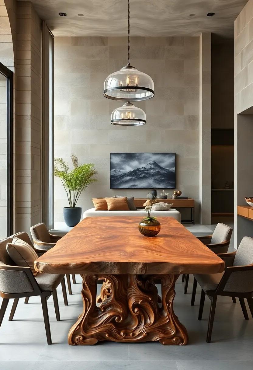 Handcrafted ⁤Carved Wood‌ Table‍ with Intricate Detailing