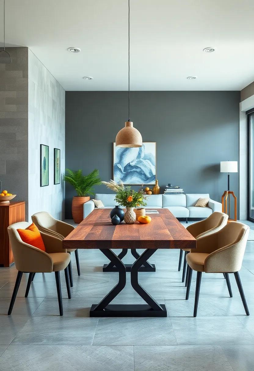 Industrial‌ Wooden Table with Metal⁣ Trestle Base