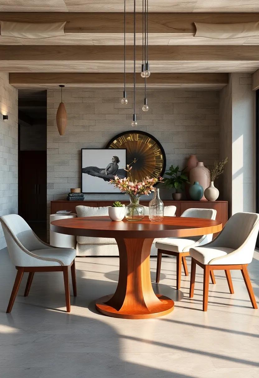 Round⁢ Pedestal‌ Table in Warm Cherry Wood