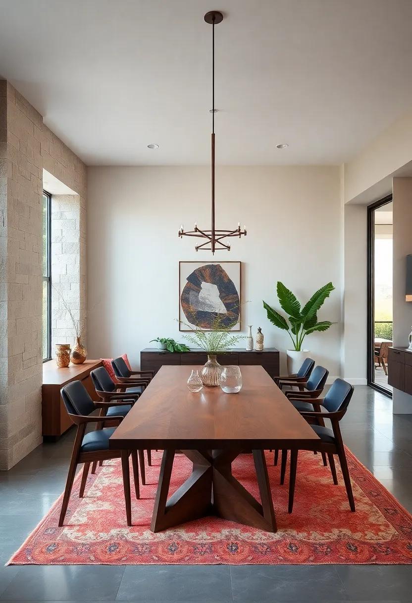 Sleek mid-Century Modern Walnut⁢ Dining Table