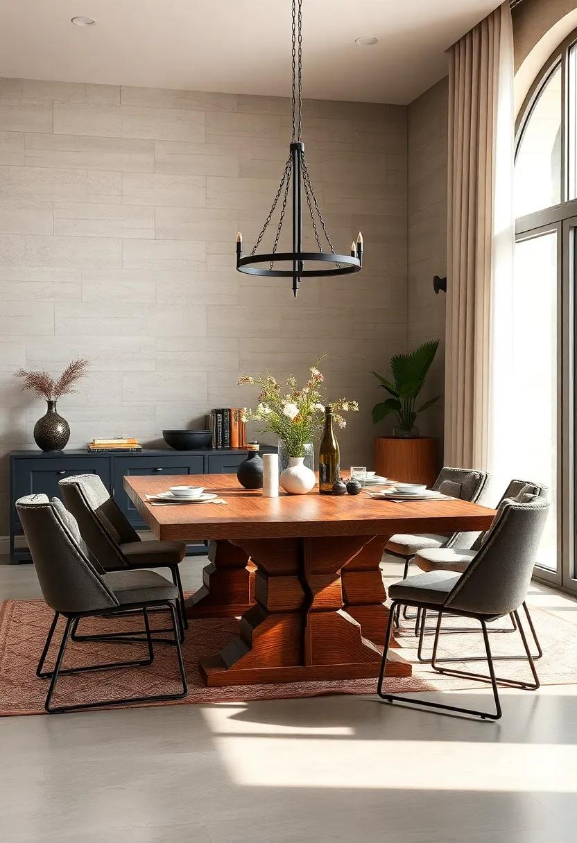 Wooden Table with Rustic Iron Accents for Added character