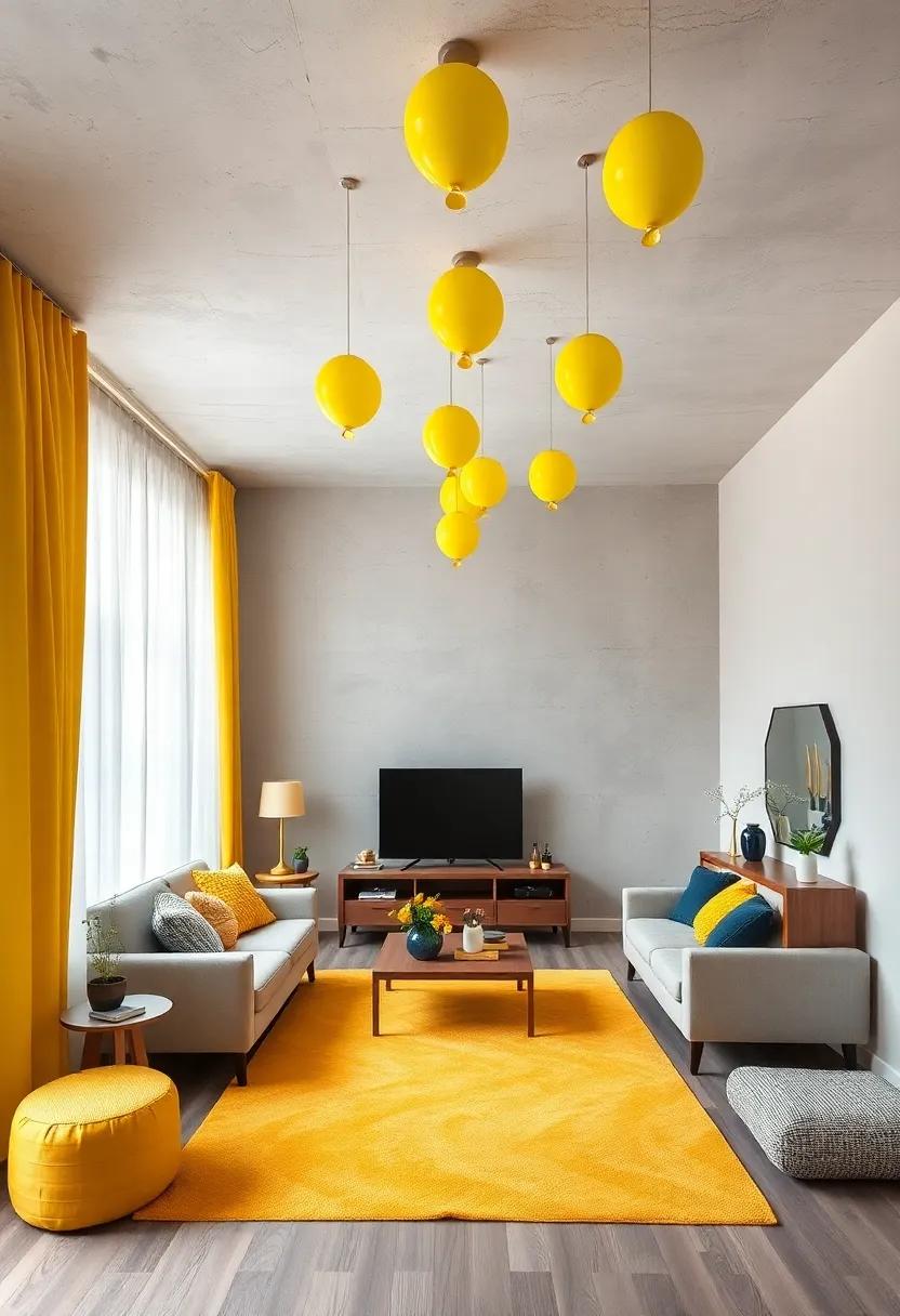 Yellow ‍Balloon Ceiling:‍ Suspend⁢ yellow‍ balloon-shaped light fixtures or decorations to evoke a festive and imaginative vibe