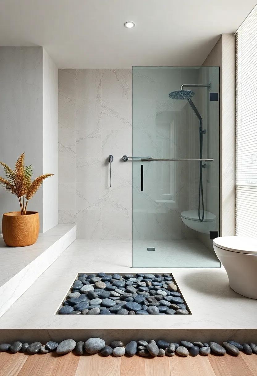 Place Decorative Stones or Pebbles Along the Shower Base