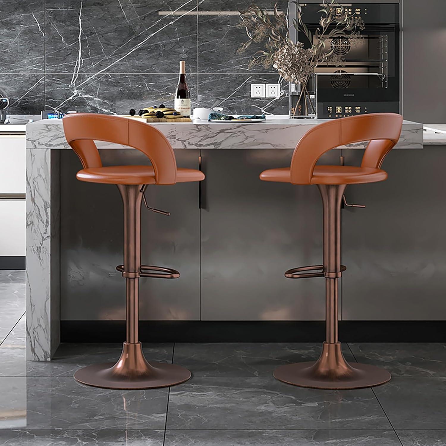 Our Take on Heduen Möbel's elegant Italian Cowhide Swivel Bar Stools