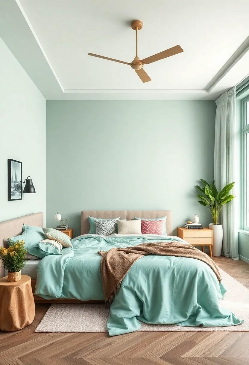 Mint Green Oasis: Refresh your bedroom with⁣ a cool mint green that evokes tranquility and ⁣balance