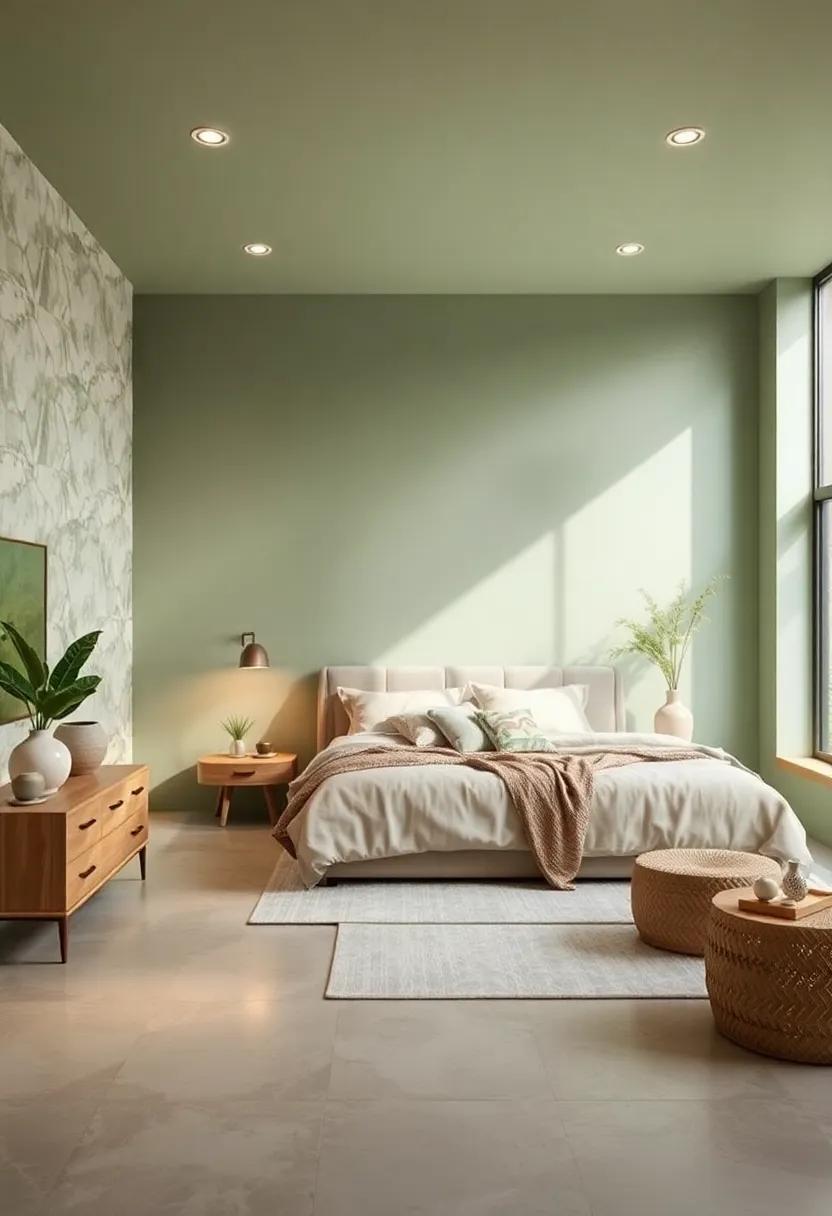 Light Sage Tranquility: Incorporate light sage ‌green to​ create a grounding connection with⁤ nature