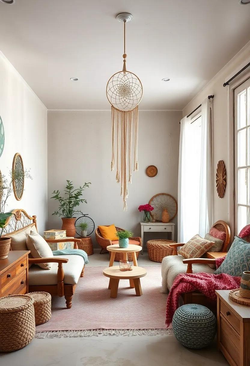 Vintage​ Vibes: Nostalgic decor featuring antique ⁣furniture paired with a ⁤classic ‌macramé ⁣dreamcatcher, adding ‍an old-world charm to the room