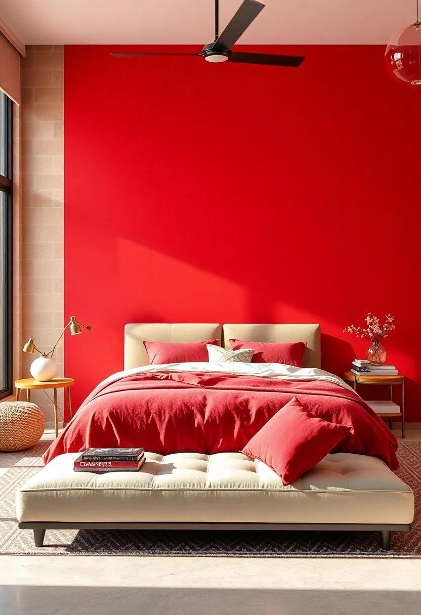 Cherry⁤ Red​ Accent: Ignite⁤ passion‌ and energy with a cherry red wall that becomes the room’s focal point
