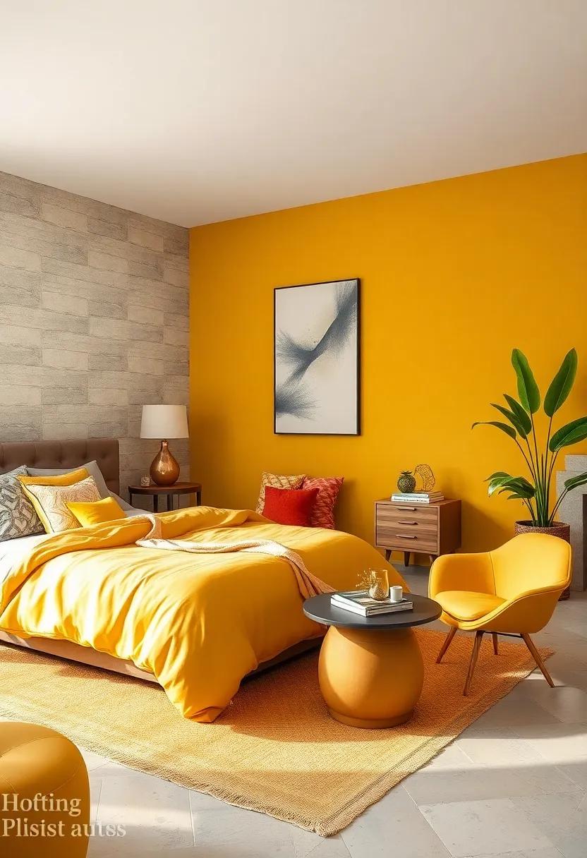 Mustard ‌Yellow Accent wall: Energize ​your space with a warm​ and⁤ earthy yellow that ‍commands attention without overwhelming