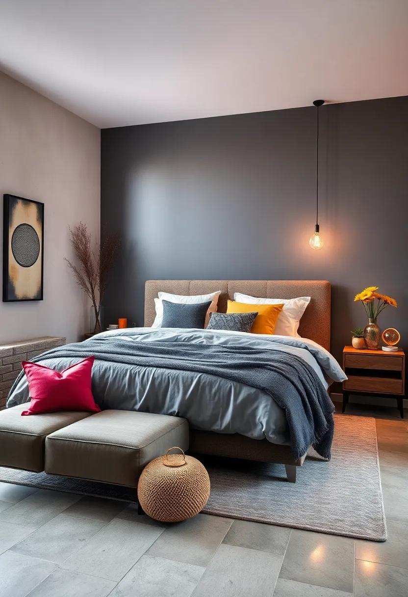 Slate Gray with Color Pops: Use‌ a bold slate ⁤gray foundation accented with colorful⁣ décor to ⁤highlight vibrancy​ subtly