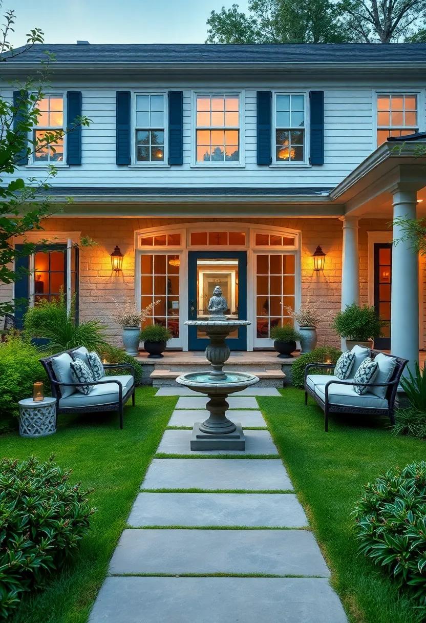 Choose a central focal‌ point like a ⁢classic urn, statue, or​ birdbath to anchor the symmetry in ‍your front​ yard