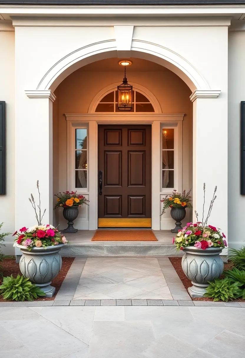 Frame your front⁣ door with identical planters filled with seasonal flowers ‍for‌ a‌ welcoming,mirroring effect
