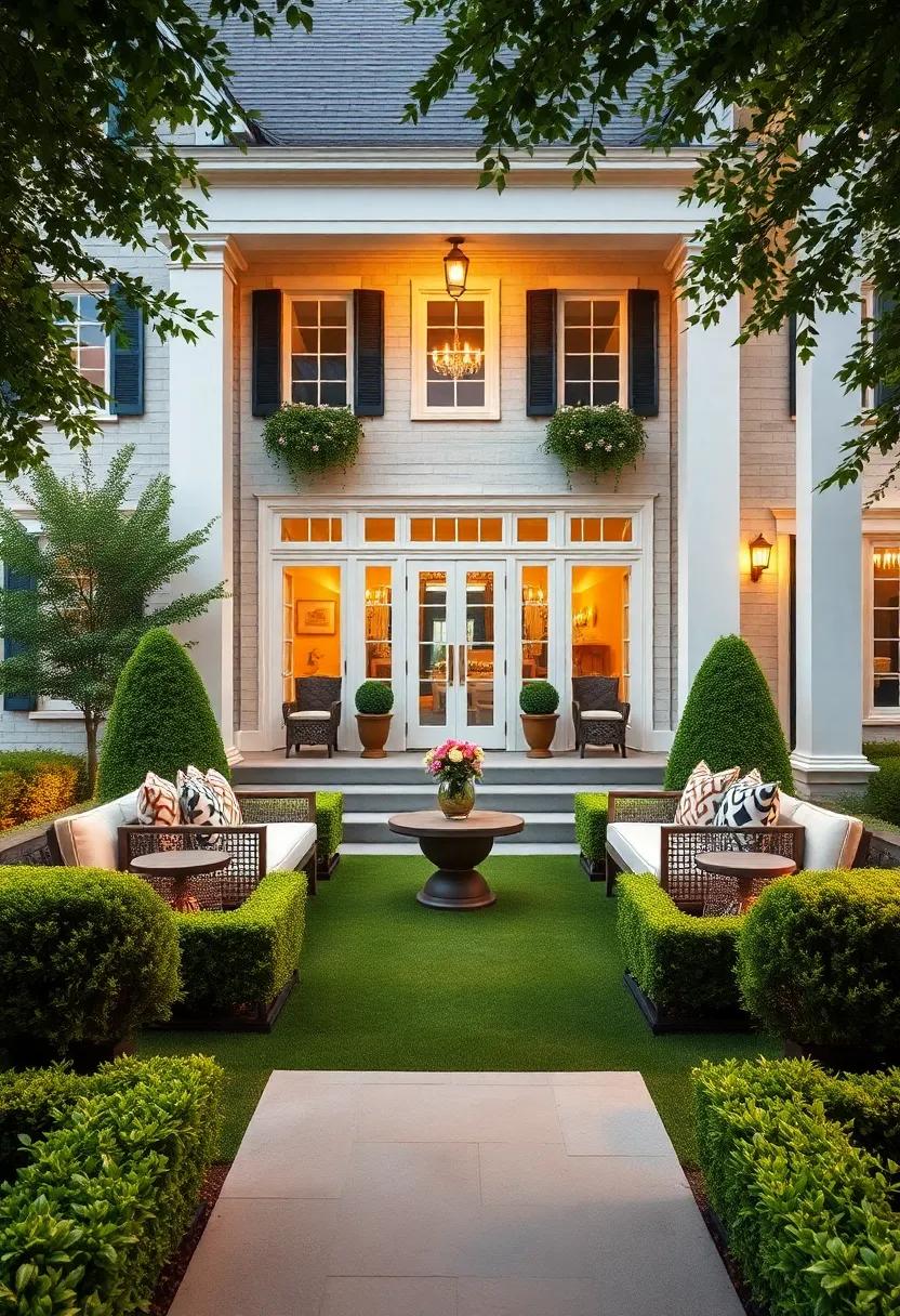 Incorporate evenly spaced boxwood hedges ‌along the border for⁢ structured greenery that complements‍ Colonial symmetry