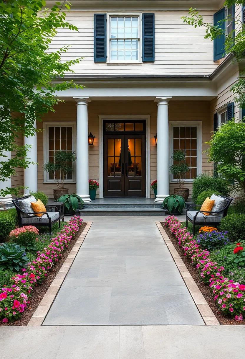 Incorporate symmetrical flower⁤ beds with identical blooms and⁤ colors ​to enhance ⁢the yard’s harmonious layout