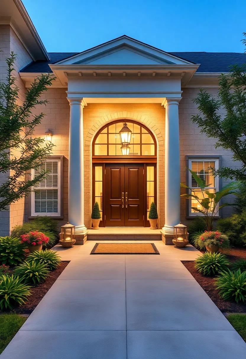 Install matching lighting fixtures on both sides of the entrance to ⁢enhance the balanced architecture ⁢of your home