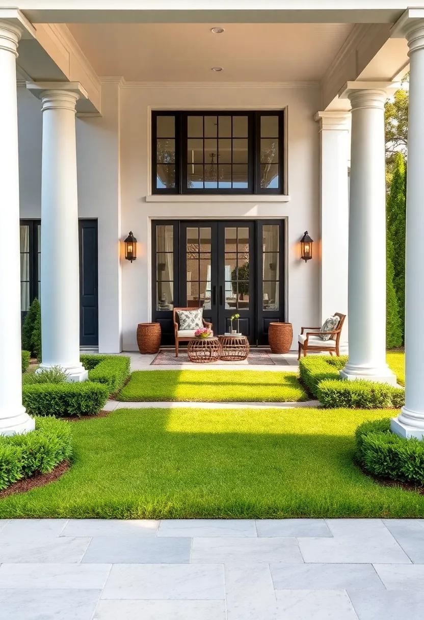 Keep grass areas trimmed uniformly on both sides to maintain a neat, orderly look synonymous‌ with colonial charm