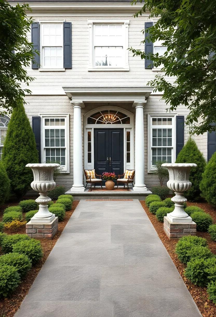 Position identical garden statues⁣ or urns flanking the pathway or entrance‌ to underscore traditional Colonial ​elegance