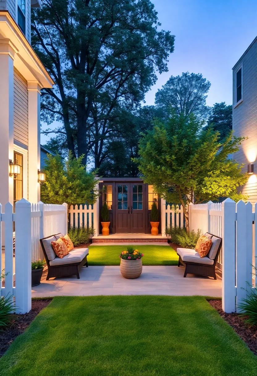 Use classic Colonial ⁤fencing, such as white⁤ picket fences,‌ mirrored⁤ on either side ‍for a​ crisp, defined ​boundary