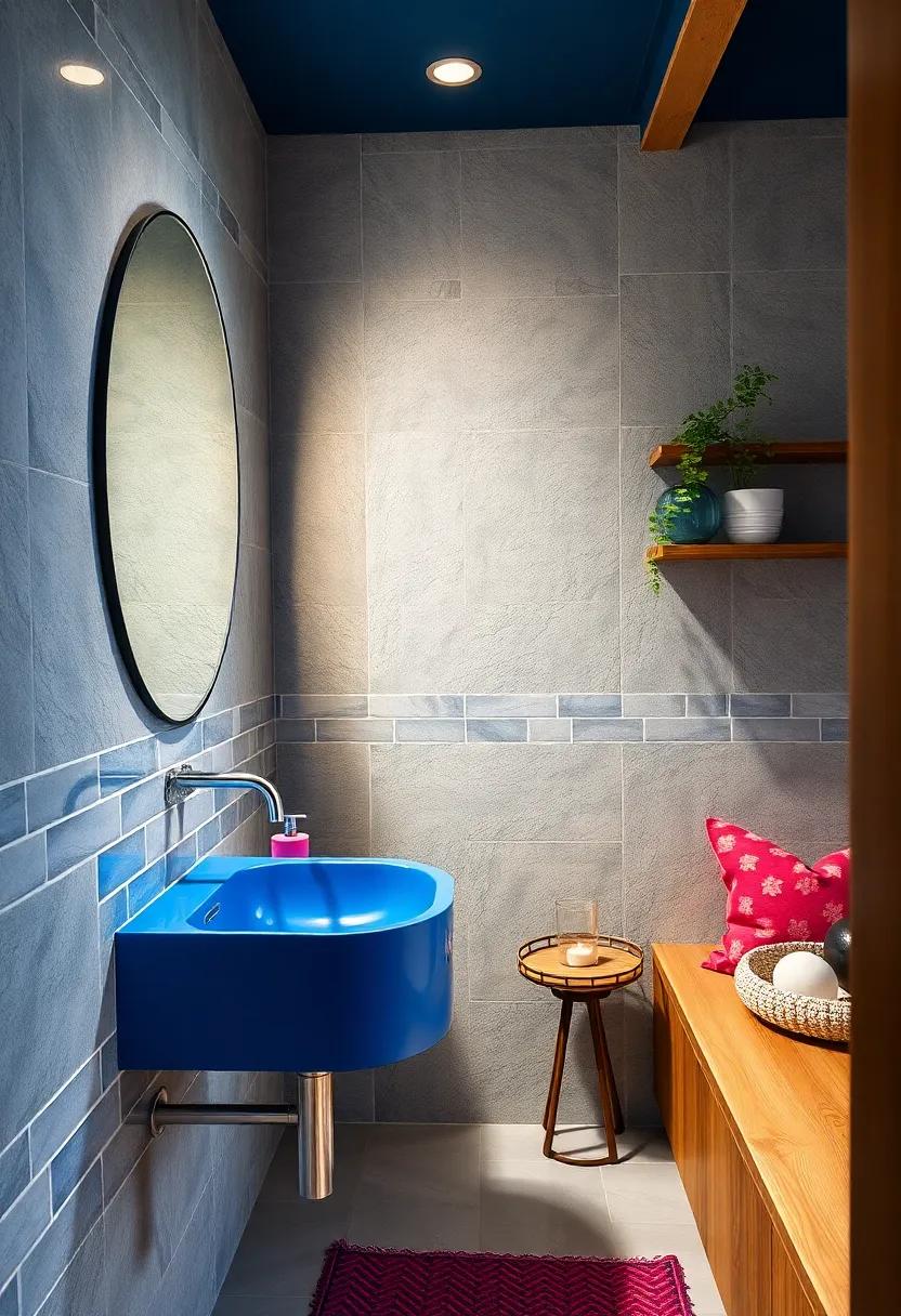 Cobalt Blue Sink Basin highlighted by Subway ‌Tiles
