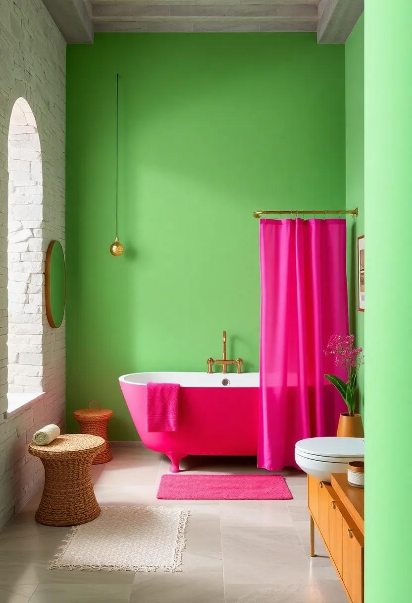 Chartreuse Green Bathtub‌ set in‍ a ⁢Neutral ⁢Bathroom