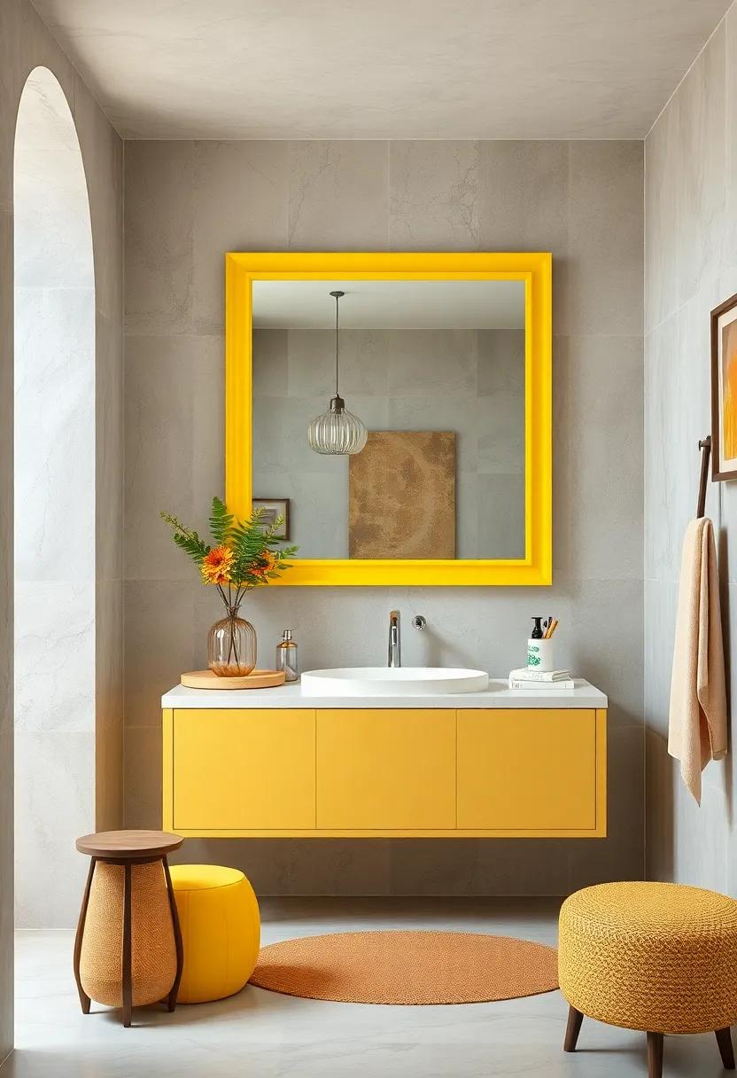 Bright Lemon Yellow​ Mirror⁣ Frame Bringing Sunshine Indoors