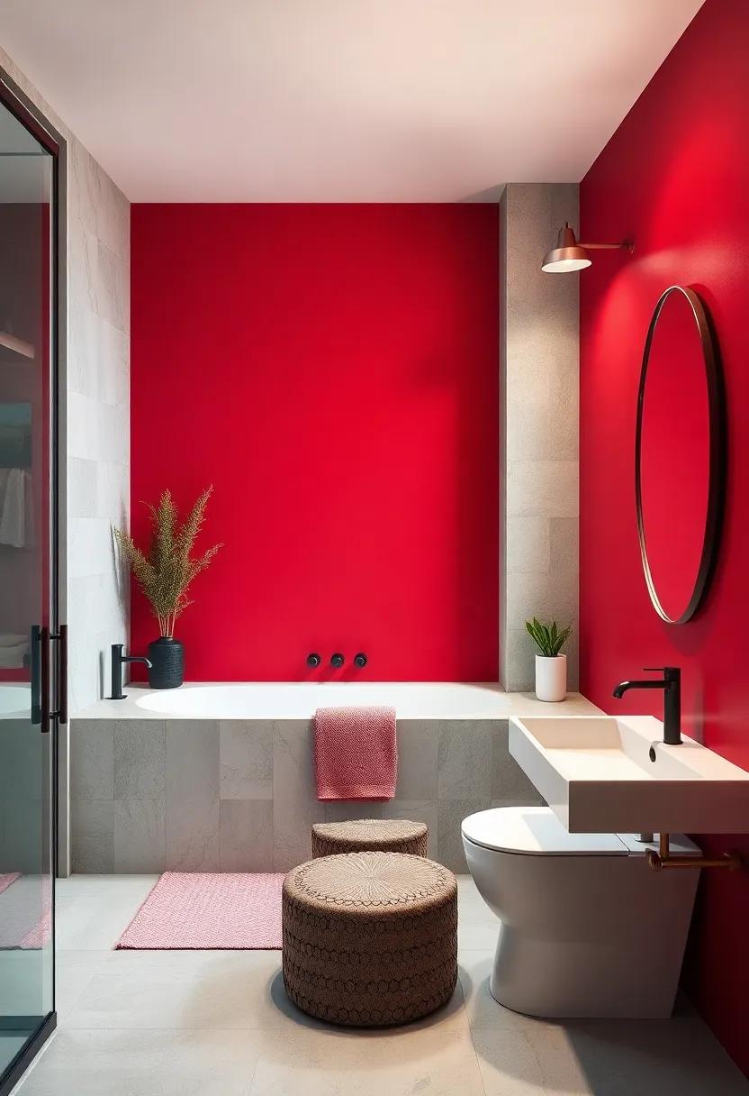 Fiery Red accent Wall Framed by Industrial Metal Trim