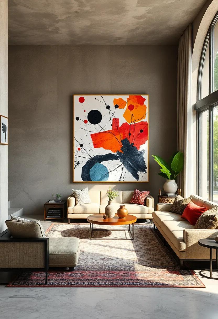 Abstract expressionism⁢ Ink Blots Coalescing with Tartan Textiles