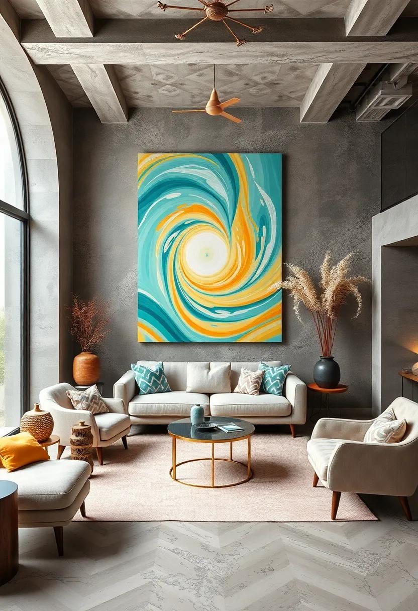 Ethereal Pastel Swirls Paired with Sharp Chevron Angles